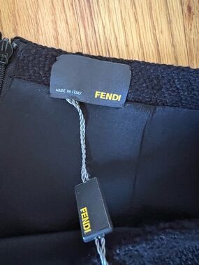 Fendi Black Knit Waistband Skirt with Branded Tag